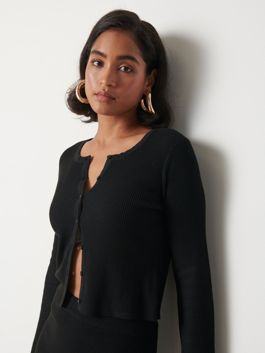 Clothing Pretty Lavish | Emberlyn Button Up Knit Cardigan Black