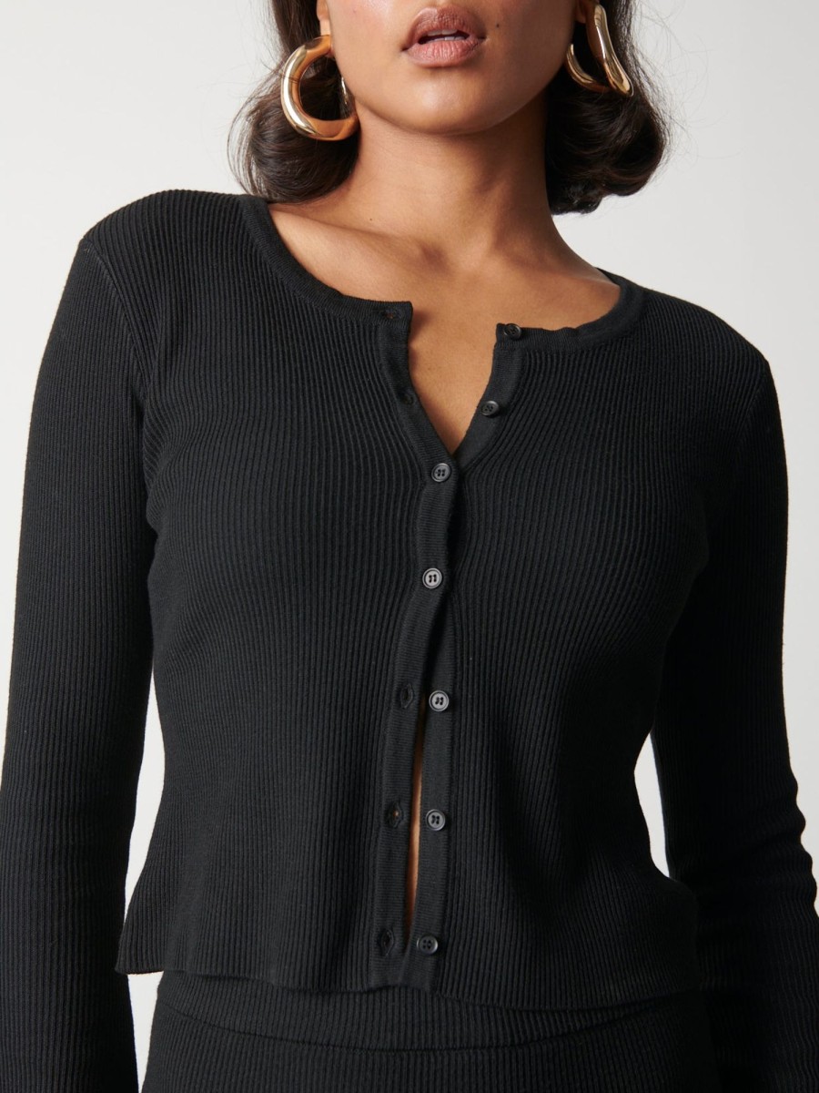 Clothing Pretty Lavish | Emberlyn Button Up Knit Cardigan Black