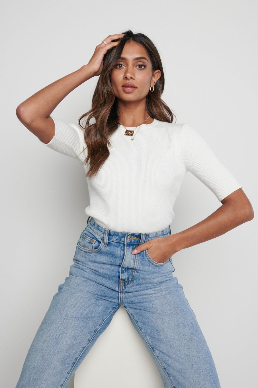 Clothing Pretty Lavish | Jayla Knit Top Cream