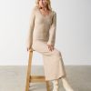 Clothing Pretty Lavish | Clara Scoop Neck Knit Dress Beige