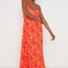 Clothing Pretty Lavish | Tiana Trapeze Maxi Dress Red And Orange Floral