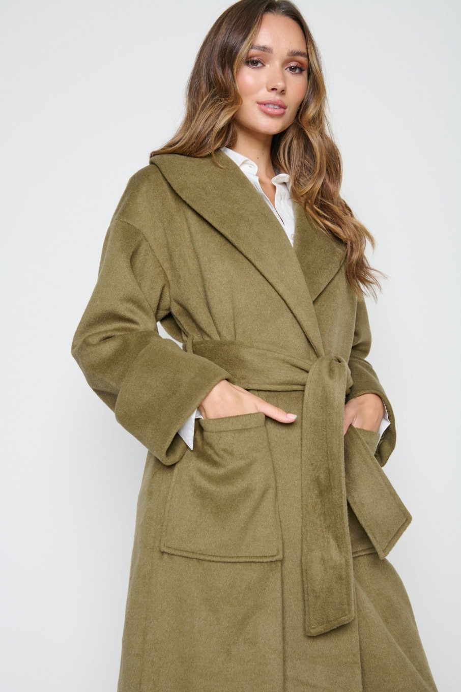 Clothing Pretty Lavish | Verona Wrap Coat Khaki