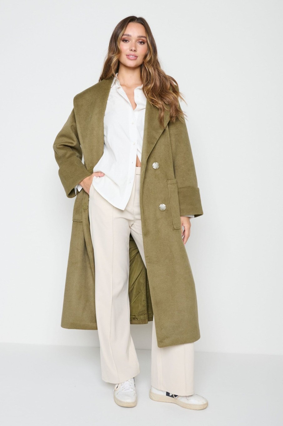 Clothing Pretty Lavish | Verona Wrap Coat Khaki