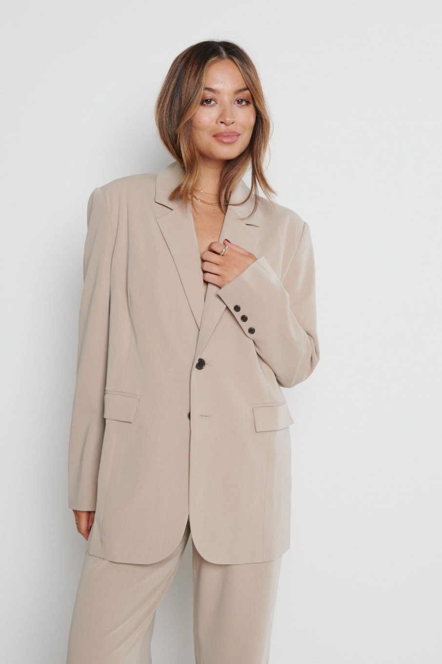 Clothing Pretty Lavish | Dylan Dad Blazer Beige