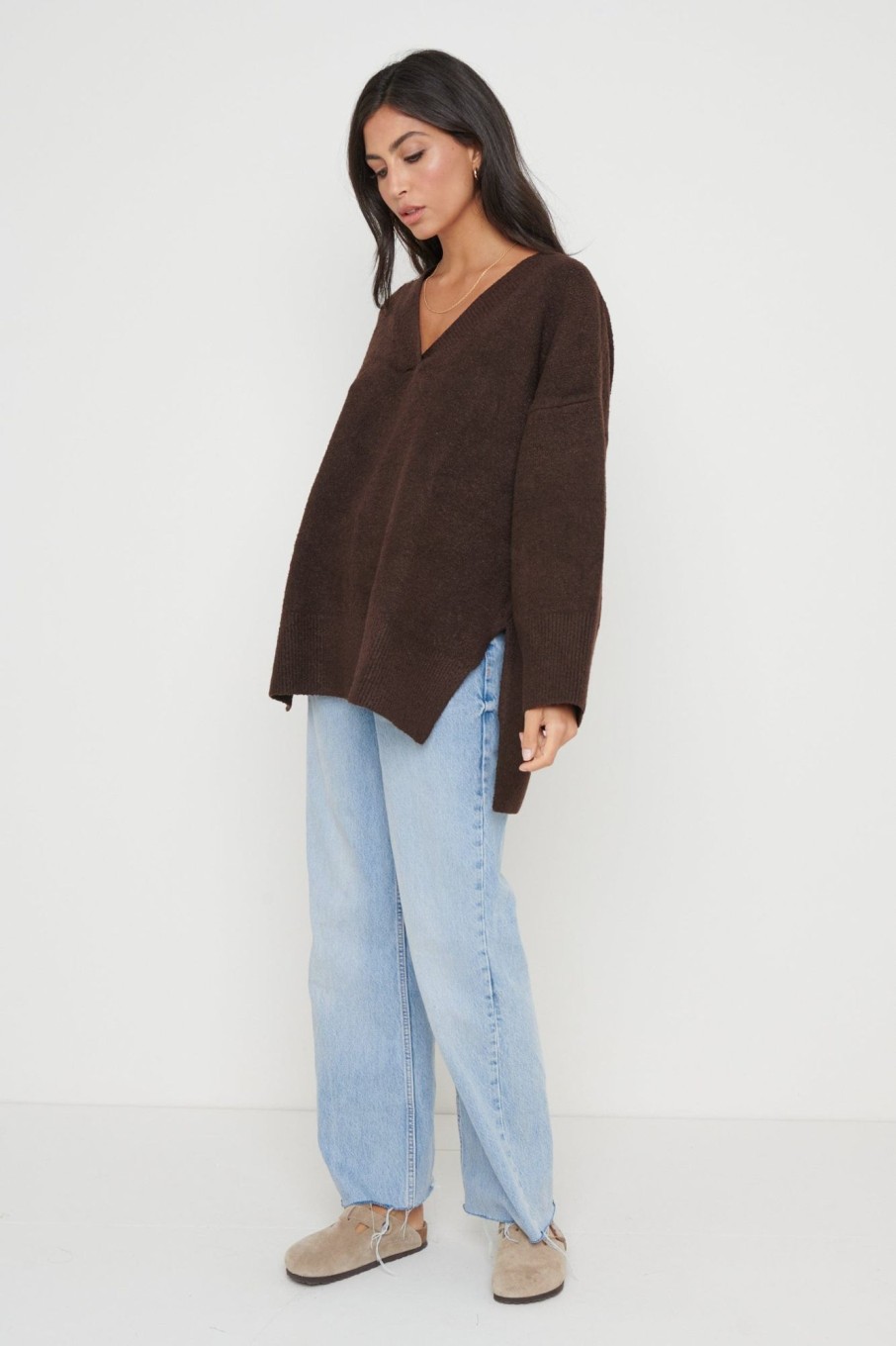 Clothing Pretty Lavish | Myla Oversized Jumper Brown