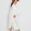 Clothing Pretty Lavish | Beau Wrap Midi Dress Cream