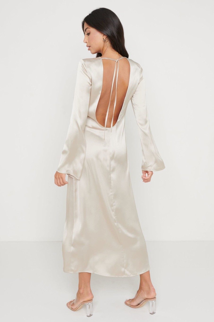 Clothing Pretty Lavish | Breanna Backless Midaxi Dress Taupe