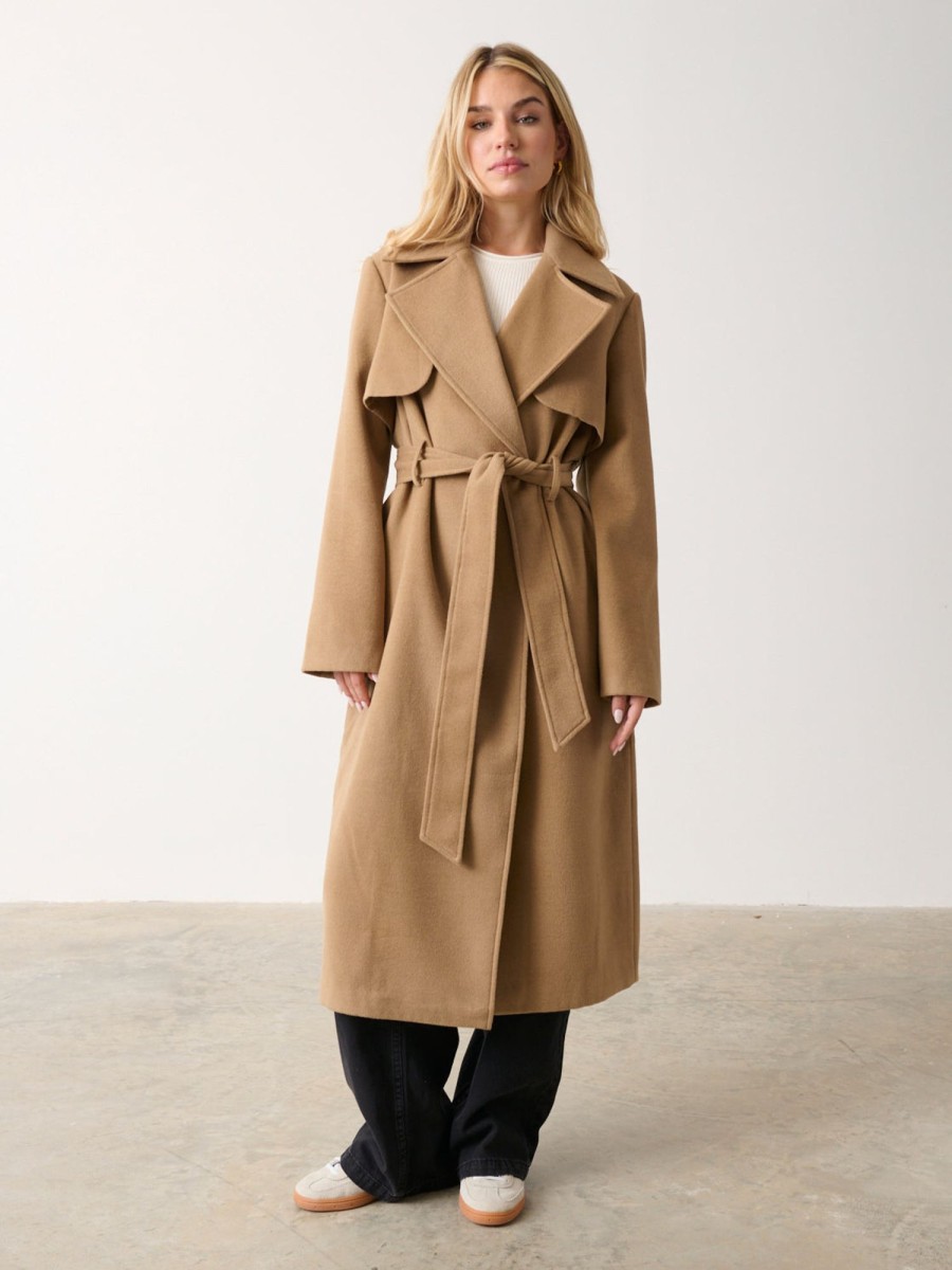 Clothing Pretty Lavish | Logan Felted Trench Camel