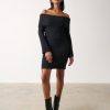 Clothing Pretty Lavish | Elodie Mini Bardot Knit Dress Black