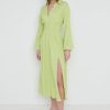 Clothing Pretty Lavish | Loretta Shirred Midaxi Green