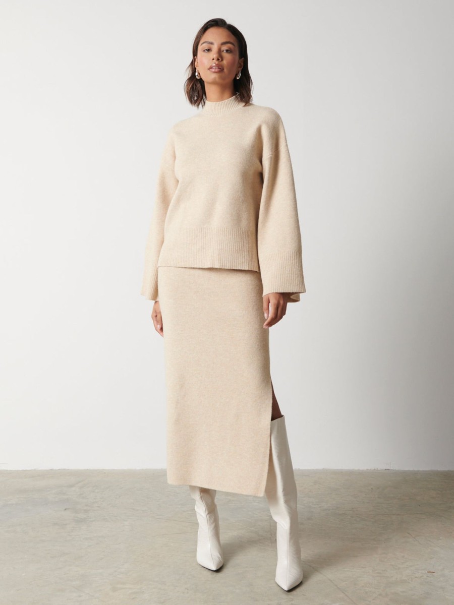 Clothing Pretty Lavish | Sloane Kimono Sleeve Jumper Oatmeal