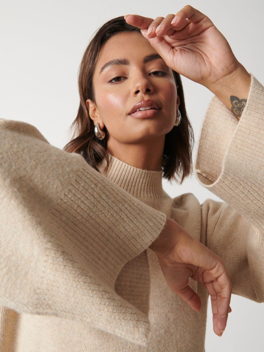 Clothing Pretty Lavish | Sloane Kimono Sleeve Jumper Oatmeal