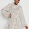 Clothing Pretty Lavish | Jayda Sequin Cowl Neck Dress Silver