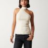 Clothing Pretty Lavish | Mia Turtle Neck Asymmetric Knit Top Cream