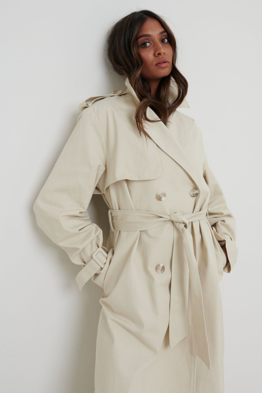 Clothing Pretty Lavish | River Oversized Trench Stone