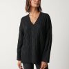 Clothing Pretty Lavish | Ashlie Cable Knit V Neck Jumper Black