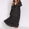 Clothing Pretty Lavish | Curve Dotty Day Dress Black Polka Dot