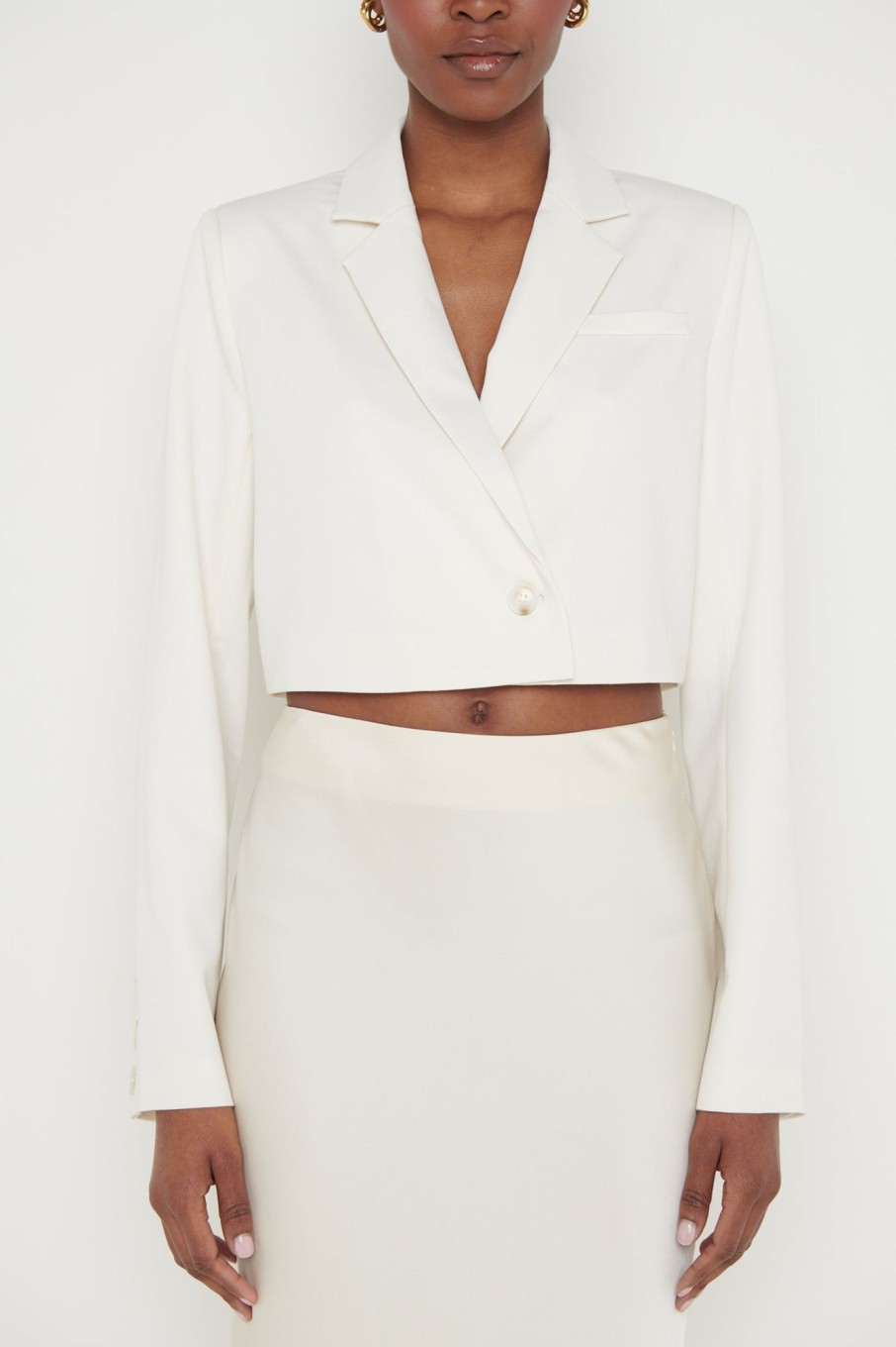 Clothing Pretty Lavish | Breya Cropped Blazer Cream