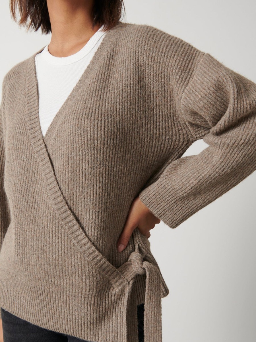 Clothing Pretty Lavish | Tayla Asymmetric Button Cardigan Taupe