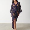 Clothing Pretty Lavish | Francesca Frill Maxi Dress Dark Amethyst & Saffron Floral