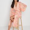 Clothing Pretty Lavish | Naya Midaxi Dress Orange And Pink Floral