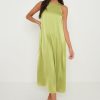 Clothing Pretty Lavish | Pascale Satin Day Dress Tarragon