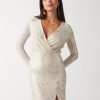 Clothing Pretty Lavish | Dulcie Mini Wrap Sequin Dress Silver