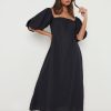 Clothing Pretty Lavish | Amelie Puff Sleeve Bardot Dress Black