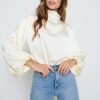 Clothing Pretty Lavish | Tate Cowl Neck Pleated Blouse Cream