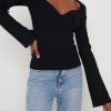 Clothing Pretty Lavish | Rea Sweetheart Knit Top Black