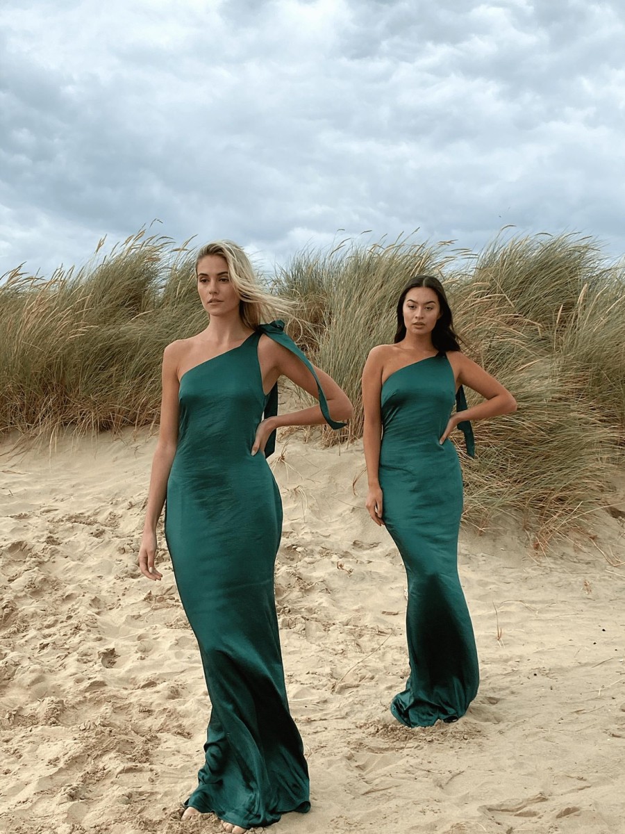 Clothing Pretty Lavish | Amelia Maxi Tie Dress Emerald