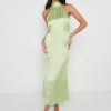 Clothing Pretty Lavish | Raleigh Halter Neck Tie Dress Green