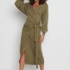 Clothing Pretty Lavish | Beau Wrap Midi Dress Olive