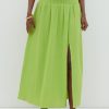 Clothing Pretty Lavish | Ingrid Ruched Midaxi Skirt Lime