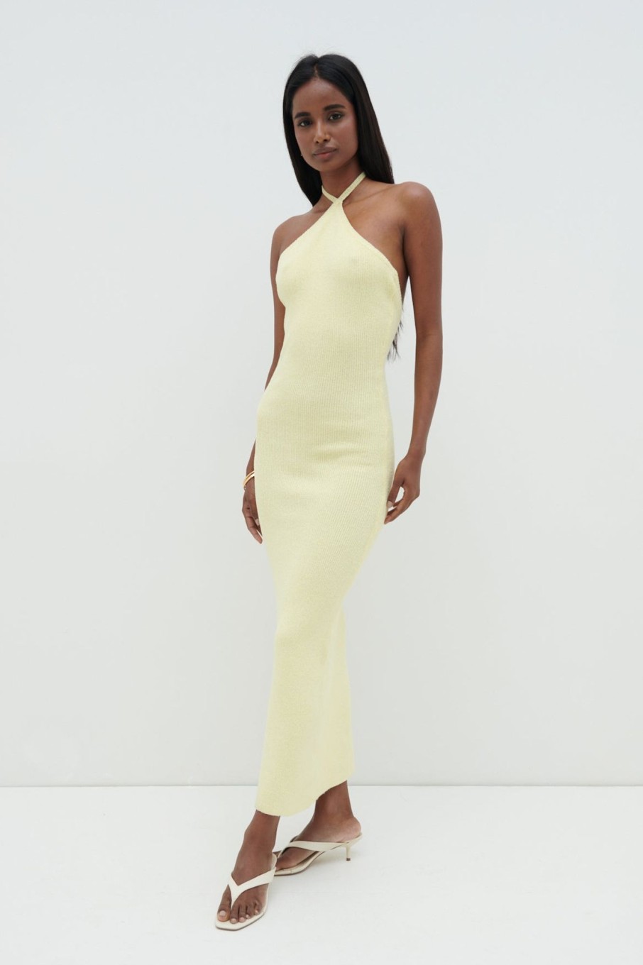 Clothing Pretty Lavish | Khloe Knit Midaxi Dress Yellow