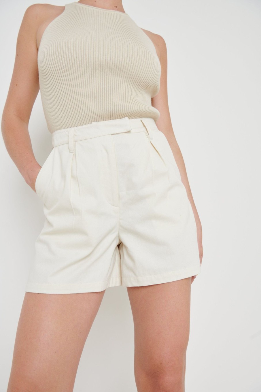 Clothing Pretty Lavish | Blair A-Line Shorts Cream