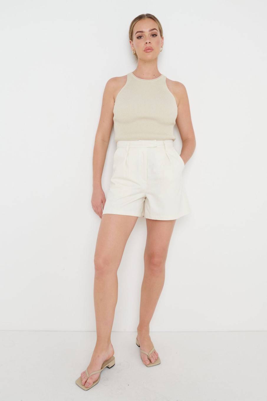 Clothing Pretty Lavish | Blair A-Line Shorts Cream