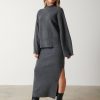 Clothing Pretty Lavish | Sloane Knit Slit Midaxi Skirt Charcoal