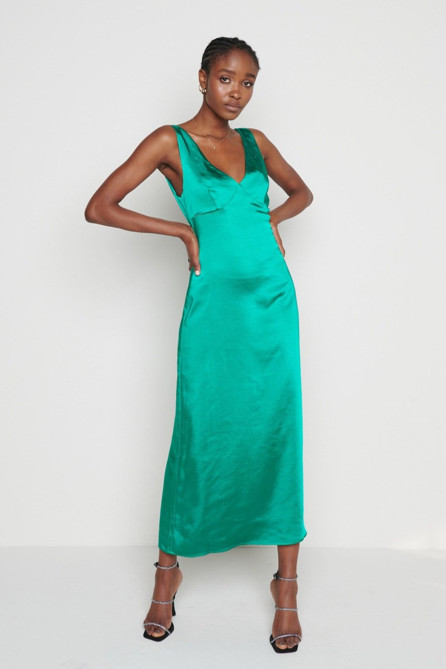 Clothing Pretty Lavish | Piper Low Back Midaxi Dress Emerald