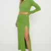 Clothing Pretty Lavish | Sofia Asymmetric Knit Skirt Green