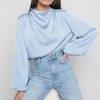 Clothing Pretty Lavish | Tate Pleated Blouse Blue