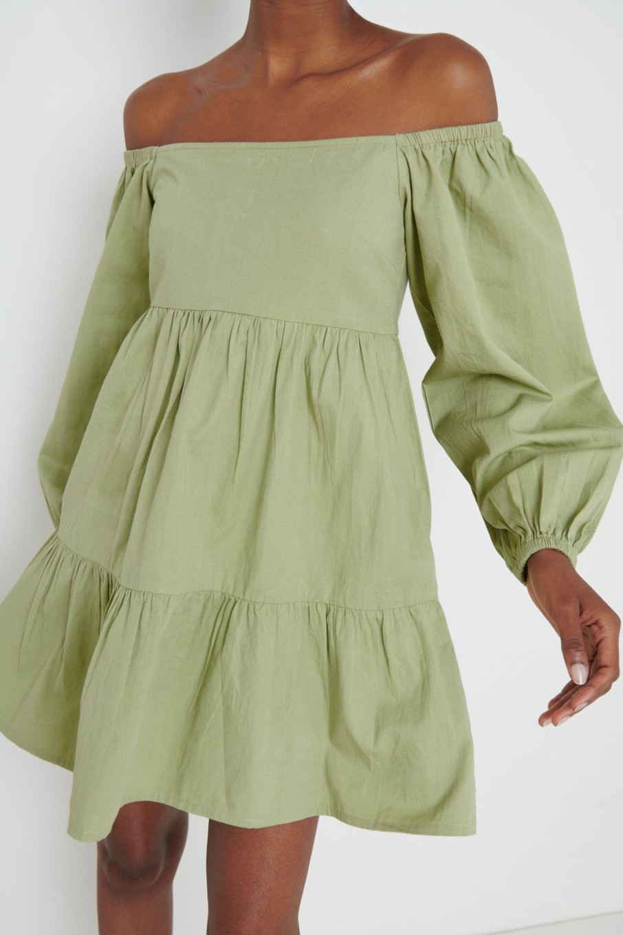 Clothing Pretty Lavish | Winnie Tier Smock Dress Khaki