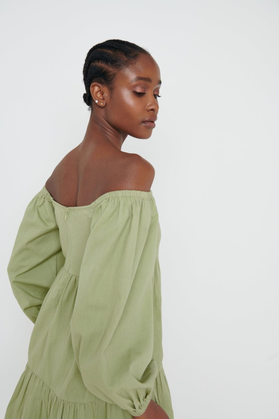 Clothing Pretty Lavish | Winnie Tier Smock Dress Khaki