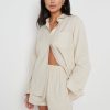 Clothing Pretty Lavish | Belle Boxy Linen Shirt Beige