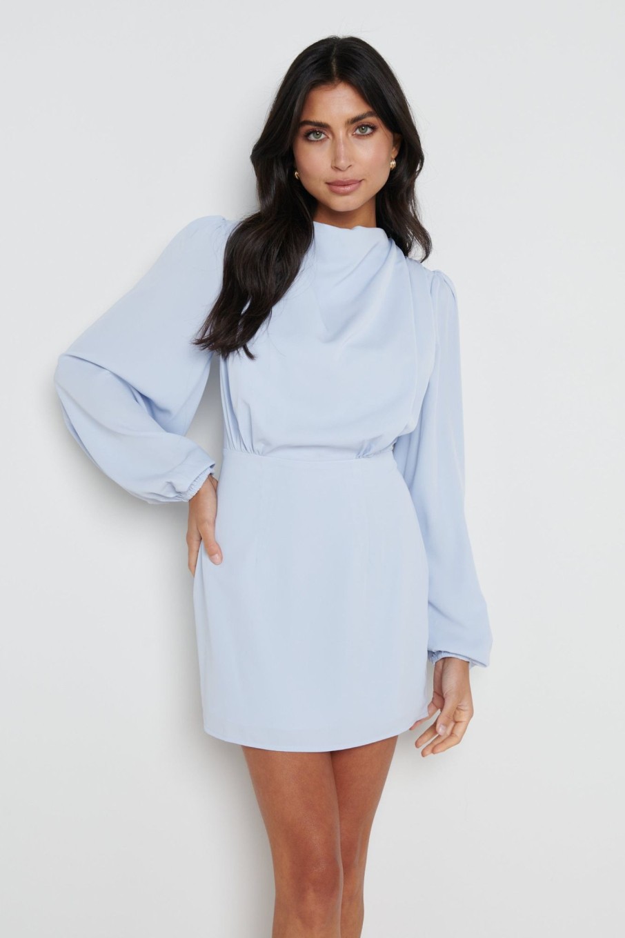 Clothing Pretty Lavish | Rachel Pleated Mini Dress Blue