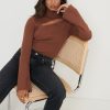 Clothing Pretty Lavish | Shani Cut Out Knit Top Brown