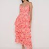 Clothing Pretty Lavish | Lissy Ruffle Midaxi Dress Pink And Orange Floral