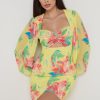 Clothing Pretty Lavish | Anais Cut Out Mini Dress Lemon Abstract Floral