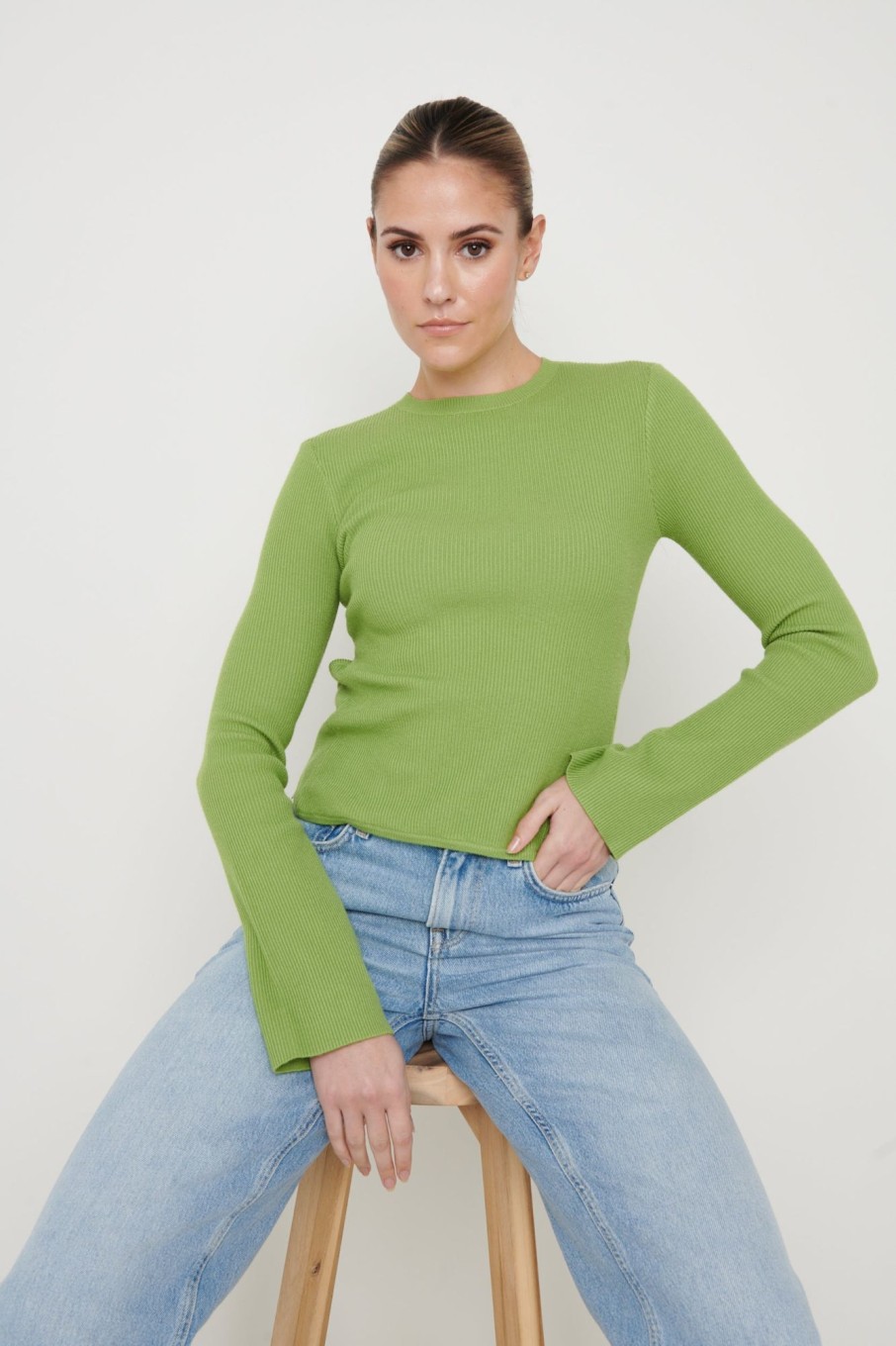 Clothing Pretty Lavish | Jayla Tie Back Knit Top Green