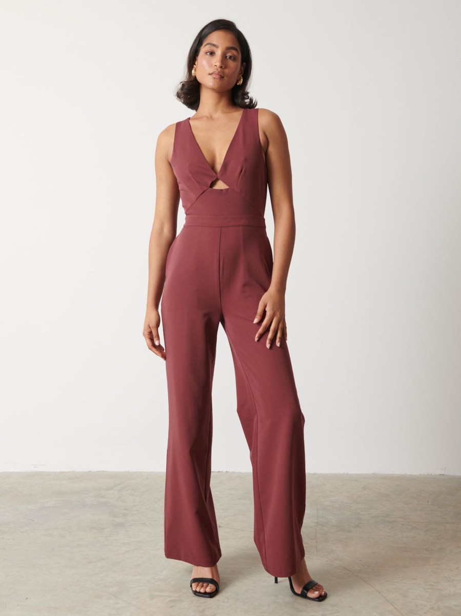 Clothing Pretty Lavish | Miley Tie Back Jumpsuit Wine